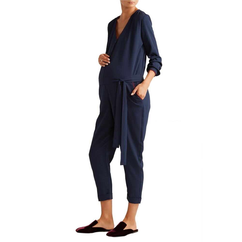 Hatch The Emmauelle Crepe Jumpsuit Maternity Navy Blue